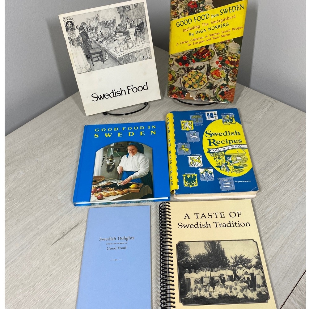 Lot of Six VTG Swedish Cookbooks Smorgasbord Drott Lodge Nordic Holiday Recipes